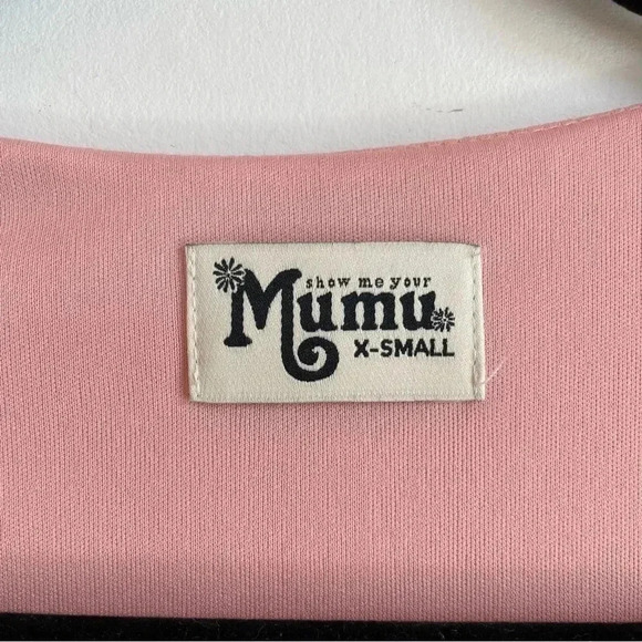 Show Me Your Mumu Pale Pink Chiffon Wrap Maxi Dress Short Sleeve Bridesmaid XS - Picture 8 of 10